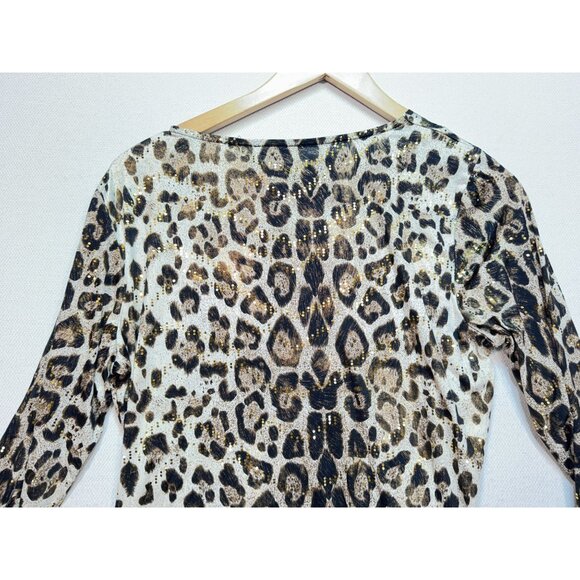 JBS Women's Ruched Top Stretch Size Large Multicolor Leopard Print Long Sleeve - Picture 10 of 11